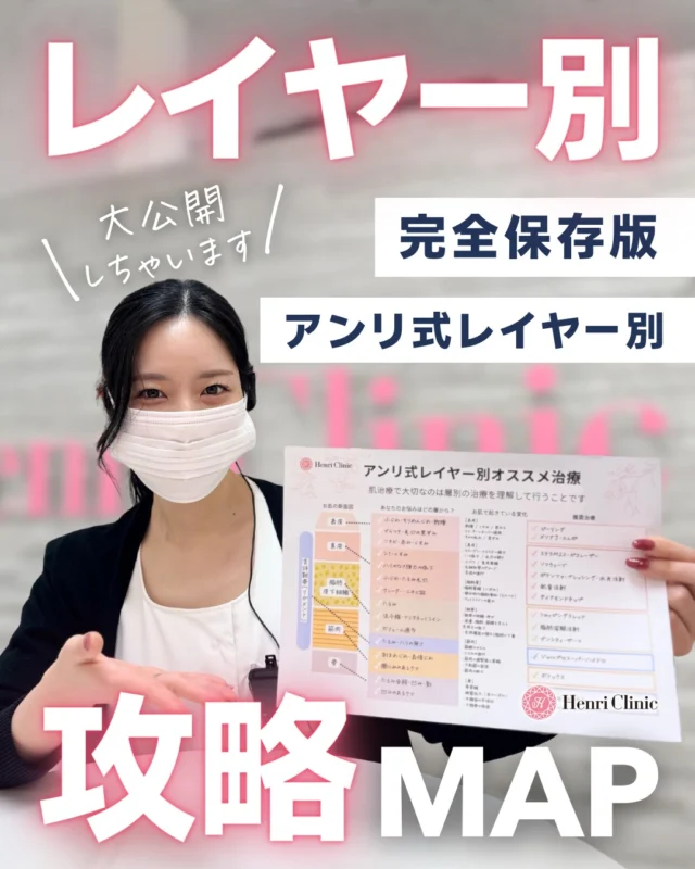【完全保存版📚アンリ式レイヤー別攻略MAP】

お肌の老化は“表皮・真皮・脂肪・支持靱帯・筋肉・骨”など🦴🍖
それぞれのレイヤーが少しずつ変化していくことで進みます🥲🥼

だからこそ大切なのは
「どの層が原因なのか？」を正しく見極めて治療すること！💡

アンリクリニックでは
各レイヤーの特徴と、お悩みに合わせた最適治療をわかりやすくまとめた【レイヤー別攻略MAP】を作成しました✨🗺

✔ たるみの原因はどの層？
✔ どの治療が本当に効果的？
✔肌治療と土台治療の違いは？

気になる方はぜひ保存して、カウンセリングの参考にしてください💗
あなたに合った“結果の出る治療選び”をアンリではお手伝いします💓✨

アンリと一緒にキレイを育てていきましょう🍀🕊️

ご予約&ご相談は公式またはHPまで📩

#アンリクリニック名古屋院#肌管理#たるみ治療
